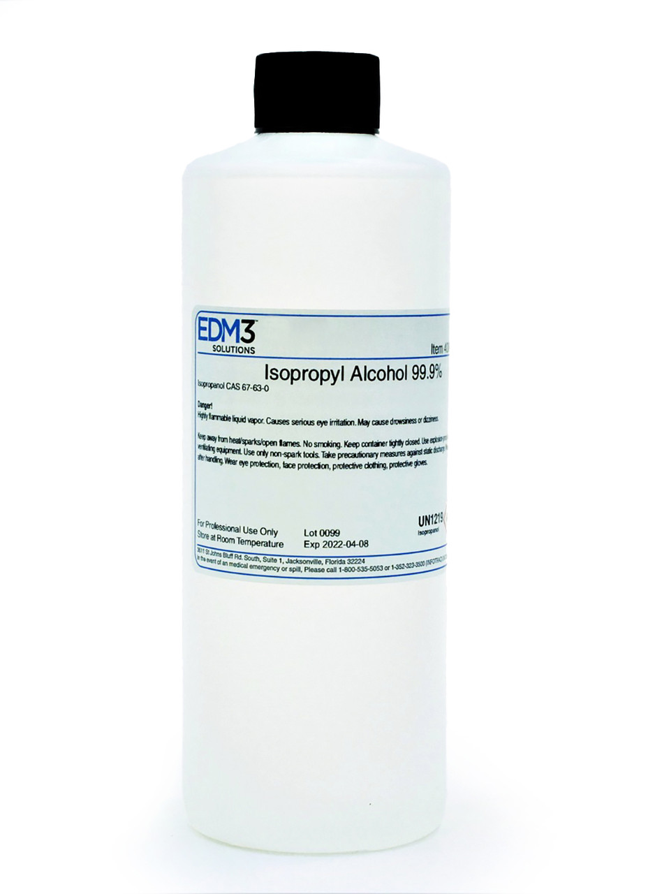 EDM3 STAINS AND REAGENTS Alcohol 99% Isopropyl, 16 oz (Item is Non-Returnable) (US Only) (HAZMAT Fees Apply, cannot ship via Air or to AK, GU, HI, MP, PR, VI)