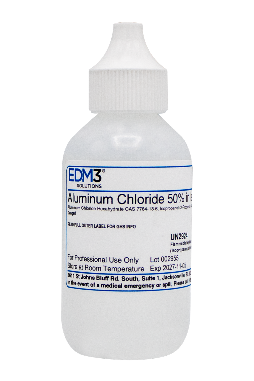EDM3 STAINS AND REAGENTS Aluminum Chloride, 50% in Isopropanol, 2 oz (Item is Non-Returnable) (US Only) (HAZMAT Fees Apply, cannot ship via Air or to AK, GU, HI, MP, PR, VI)