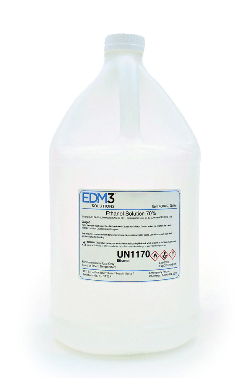 EDM3 STAINS AND REAGENTS Ethanol Solution, 70%, Gallon (Item is Non-Returnable) (US Only) (HAZMAT Fees Apply, cannot ship via Air or to AK, GU, HI, MP, PR, VI)