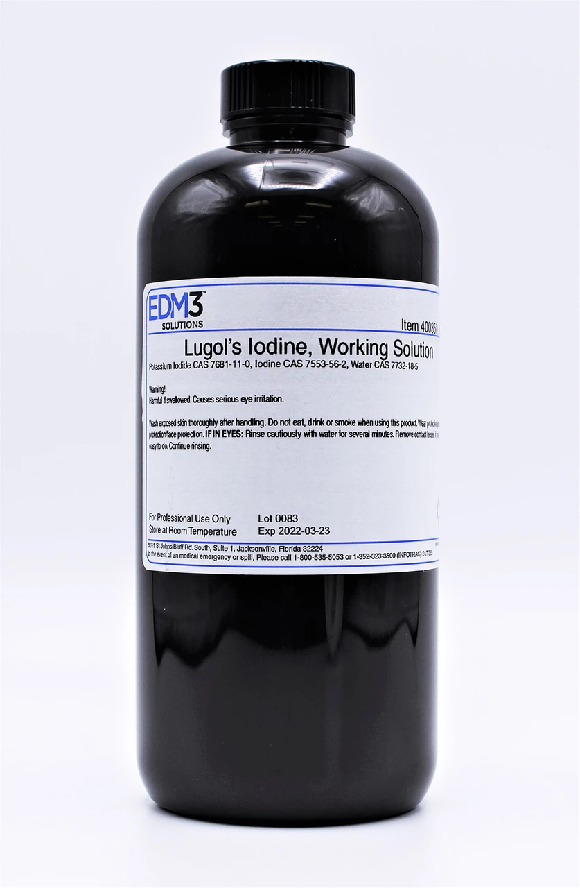 EDM3 STAINS AND REAGENTS Lugol's Iodine, 16 oz (Item is Non-Returnable) (US Only)