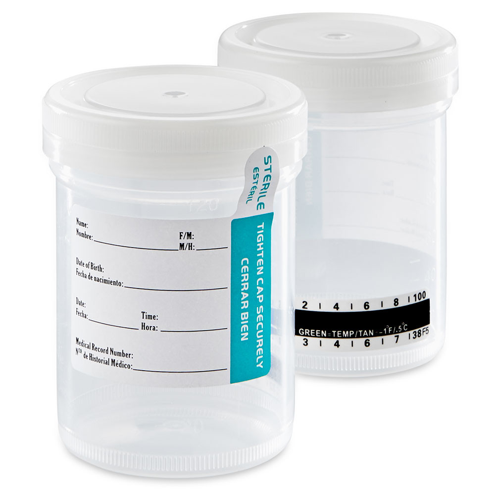 GLOBE SCIENTIFIC URINE COLLECTION CONTAINERS Container w/ Sterility Assurance Label, Sterile, 120 mL, 300/cs (16 cs/plt)