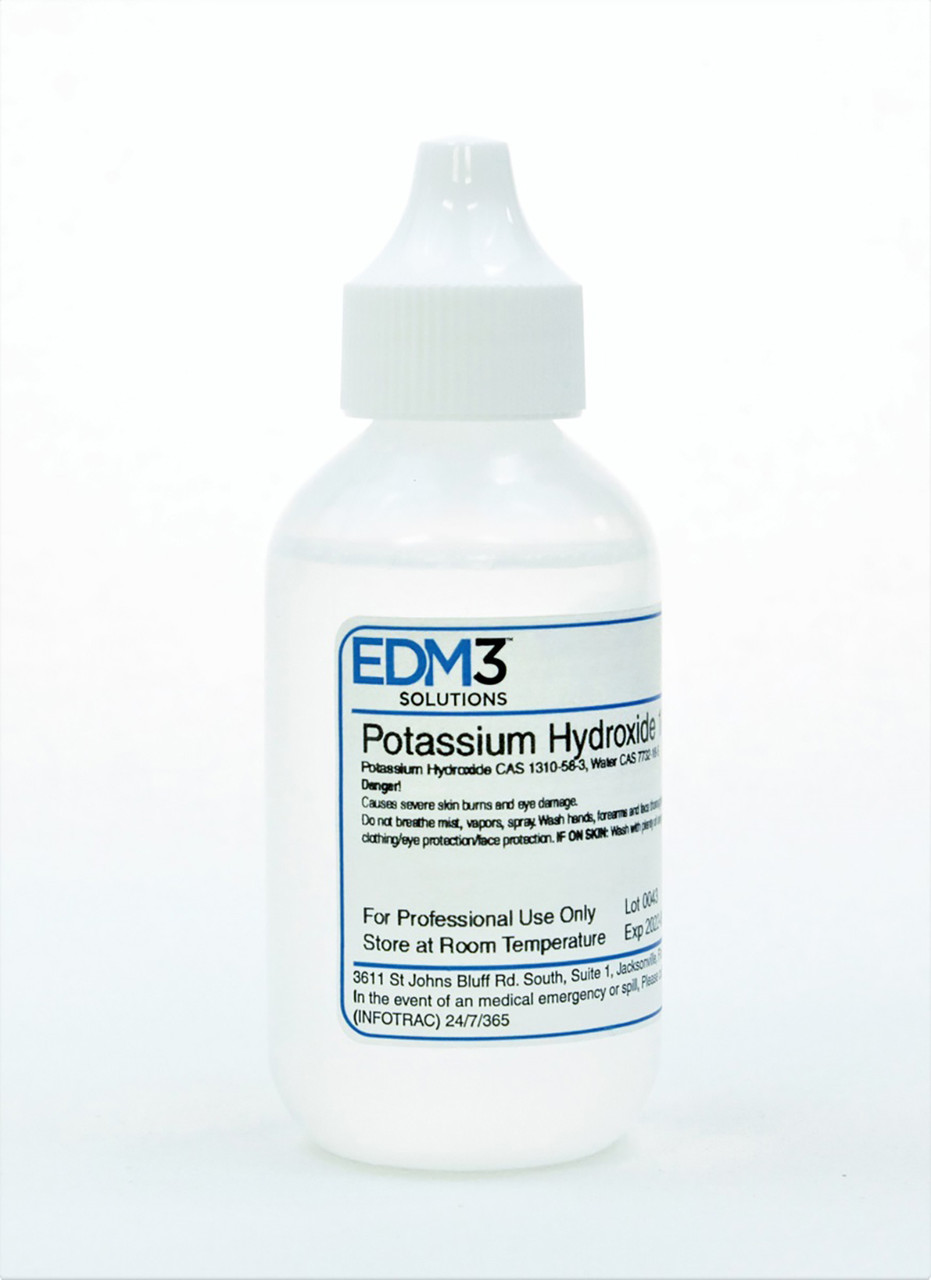 EDM3 STAINS AND REAGENTS Potassium Hydroxide, 10%, Dropper Bottle, 2 oz (Item is Non-Returnable) (US Only) (HAZMAT Fees Apply, cannot ship via Air or to AK, GU, HI, MP, PR, VI)