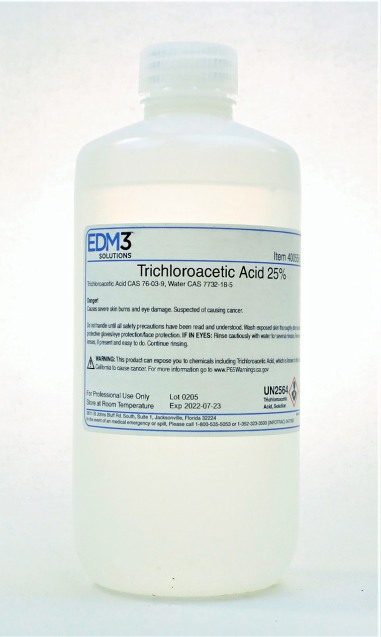 EDM3 STAINS AND REAGENTS Trichloroacetic Acid, 25%, 16 oz (Item is Non-Returnable) (US Only) (HAZMAT Fees Apply, cannot ship via Air or to AK, GU, HI, MP, PR, VI)