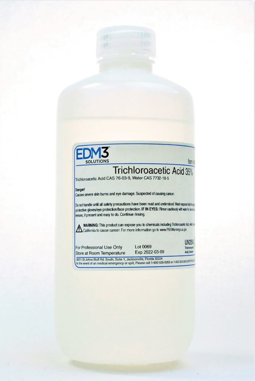 EDM3 STAINS AND REAGENTS Trichloroacetic Acid, 35%, 16 oz (Item is Non-Returnable) (US Only) (HAZMAT Fees Apply, cannot ship via Air or to AK, GU, HI, MP, PR, VI)