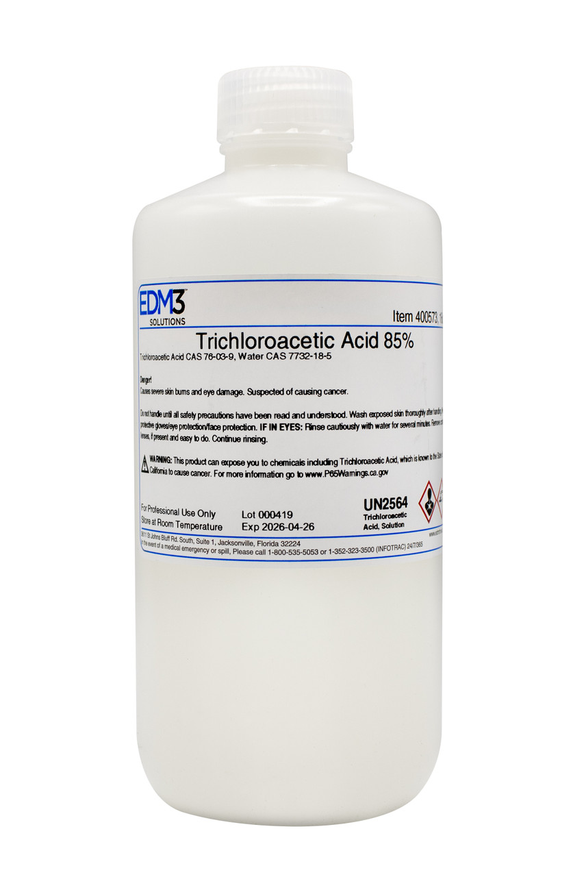 EDM3 STAINS AND REAGENTS Trichloroacetic Acid, 85%, 16 oz (Item is Non-Returnable) (US Only) (HAZMAT Fees Apply, cannot ship via Air or to AK, GU, HI, MP, PR, VI)