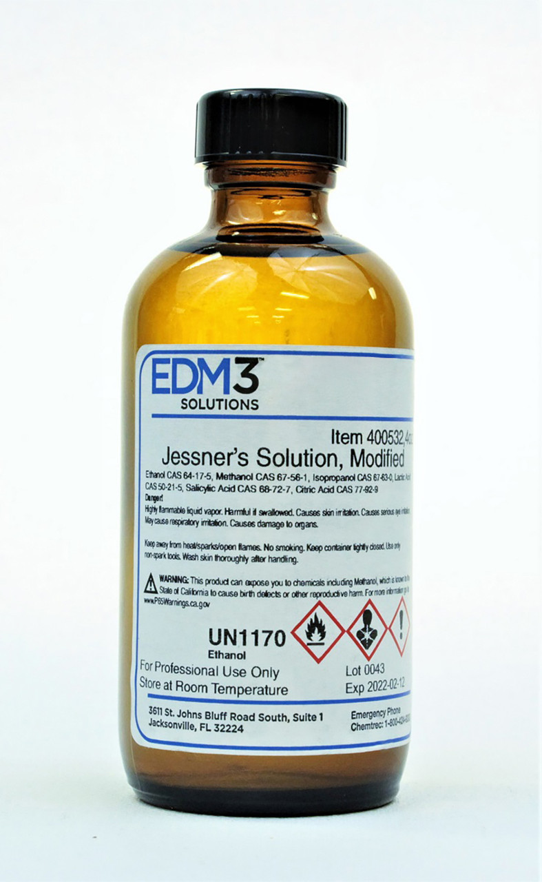 EDM3 STAINS AND REAGENTS Jessner's Solution Modified, 4 oz (Item is Non-Returnable) (US Only) (HAZMAT Fees Apply, cannot  ship via Air or to AK, GU, HI, MP, PR, VI)