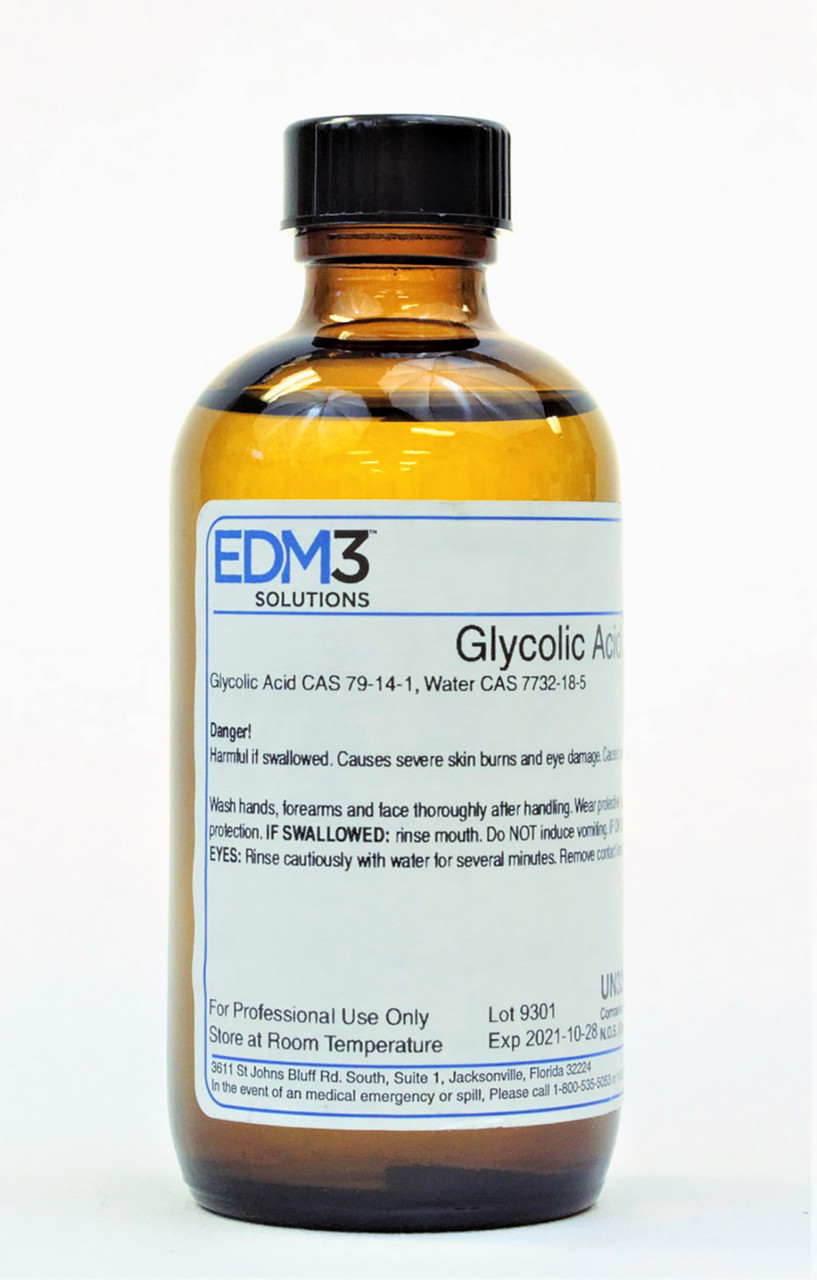 EDM3 STAINS AND REAGENTS Glycolic Acid, 50%, 4 oz (Item is Non-Returnable) (US Only)