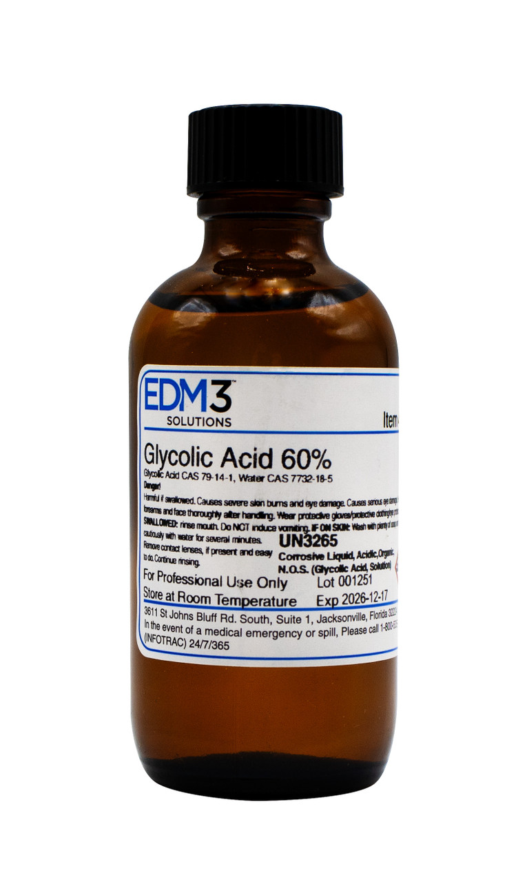 EDM3 STAINS AND REAGENTS Glycolic Acid, 60%, 2 oz (Item is Non-Returnable) (US Only)