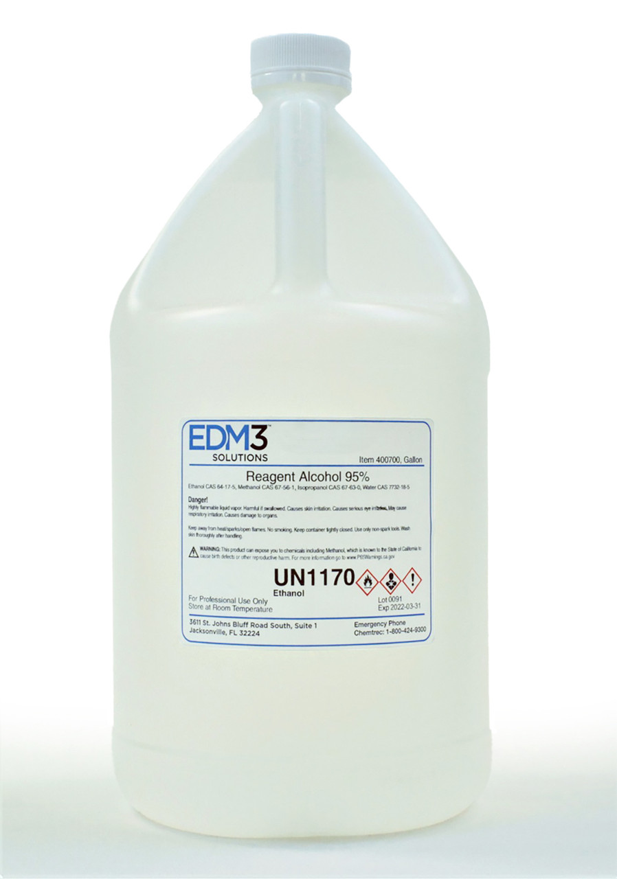 EDM3 STAINS AND REAGENTS Reagent Alcohol 95%, Gallon (Item is Non-Returnable) (US Only) (HAZMAT Fees Apply, cannot ship via Air or to AK, GU, HI, MP, PR, VI)