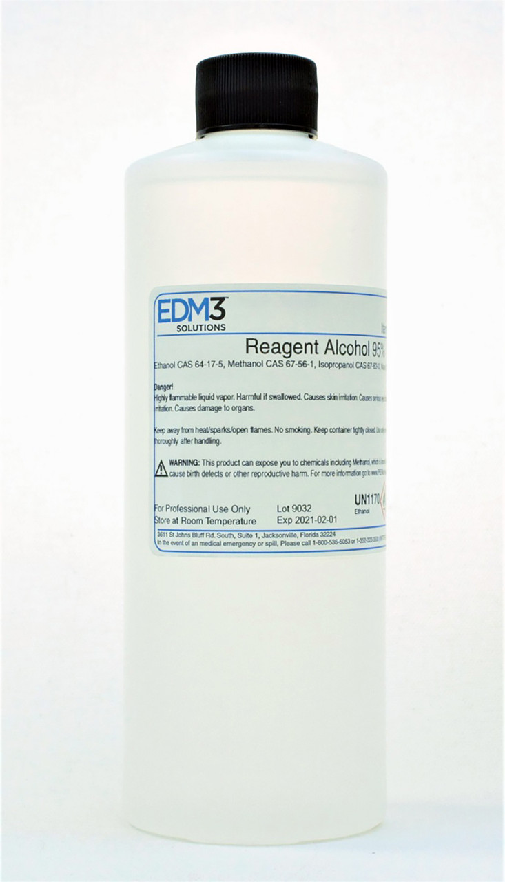 EDM3 STAINS AND REAGENTS Reagent Alcohol, 95%, 16 oz (Item is Non-Returnable) (US Only) (HAZMAT Fees Apply, cannot ship via Air or to AK, GU, HI, MP, PR, VI)