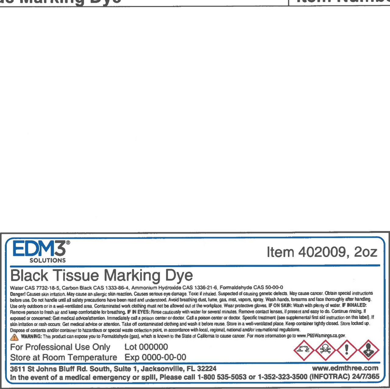 EDM3 MOHS KIT & ACCESSORIES Tissue Marking Dye, Black, 2 oz (Item is Non-Returnable) (US Only)