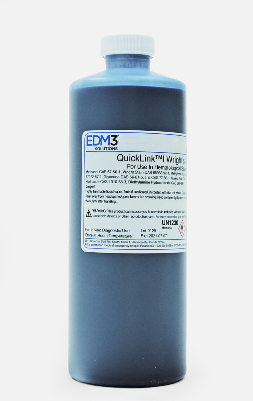 EDM3 STAINS AND REAGENTS Quicklink I Wright's, 16 oz (Item is Non-Returnable) (US Only) (HAZMAT Fees Apply, cannot ship via Air or to AK, GU, HI, MP, PR, VI)