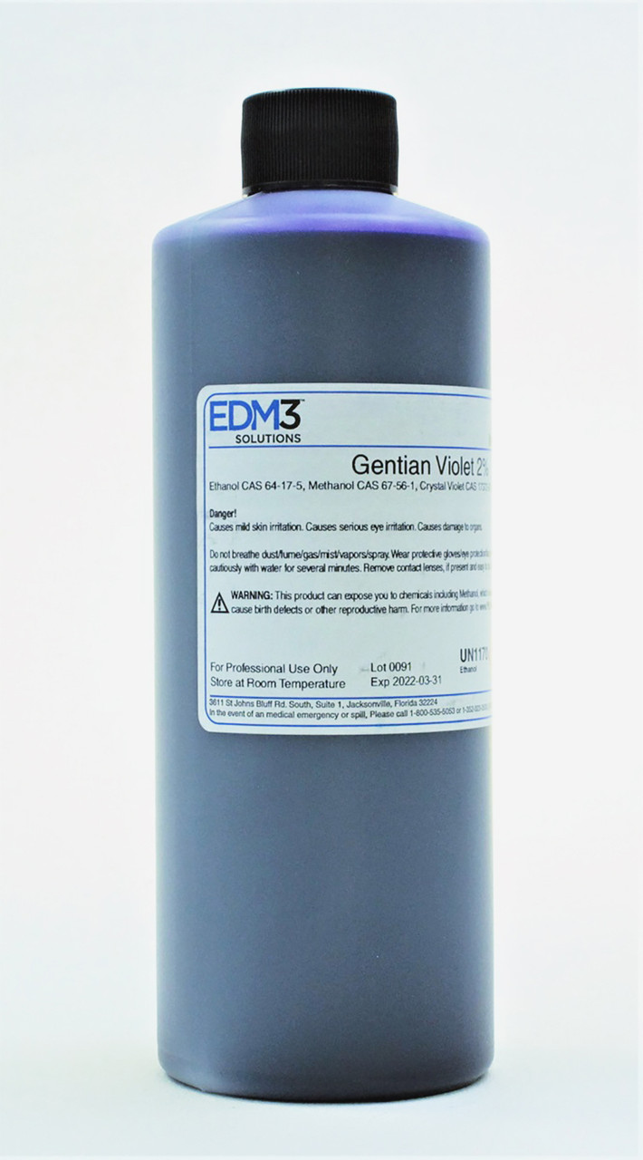 EDM3 STAINS AND REAGENTS Gentian Violet, 2%, 16 oz (Item is Non-Returnable) (US Only) (HAZMAT Fees Apply, cannot ship via Air or to AK, GU, HI, MP, PR, VI)