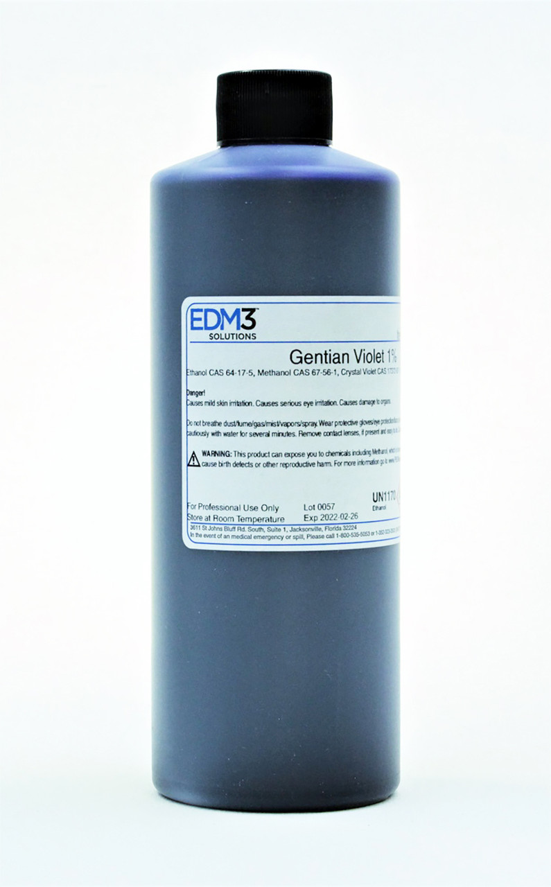 EDM3 STAINS AND REAGENTS Gentian Violet, 1%, 16 oz (Item is Non-Returnable) (US Only) (HAZMAT Fees Apply, cannot ship via Air or to AK, GU, HI, MP, PR, VI)