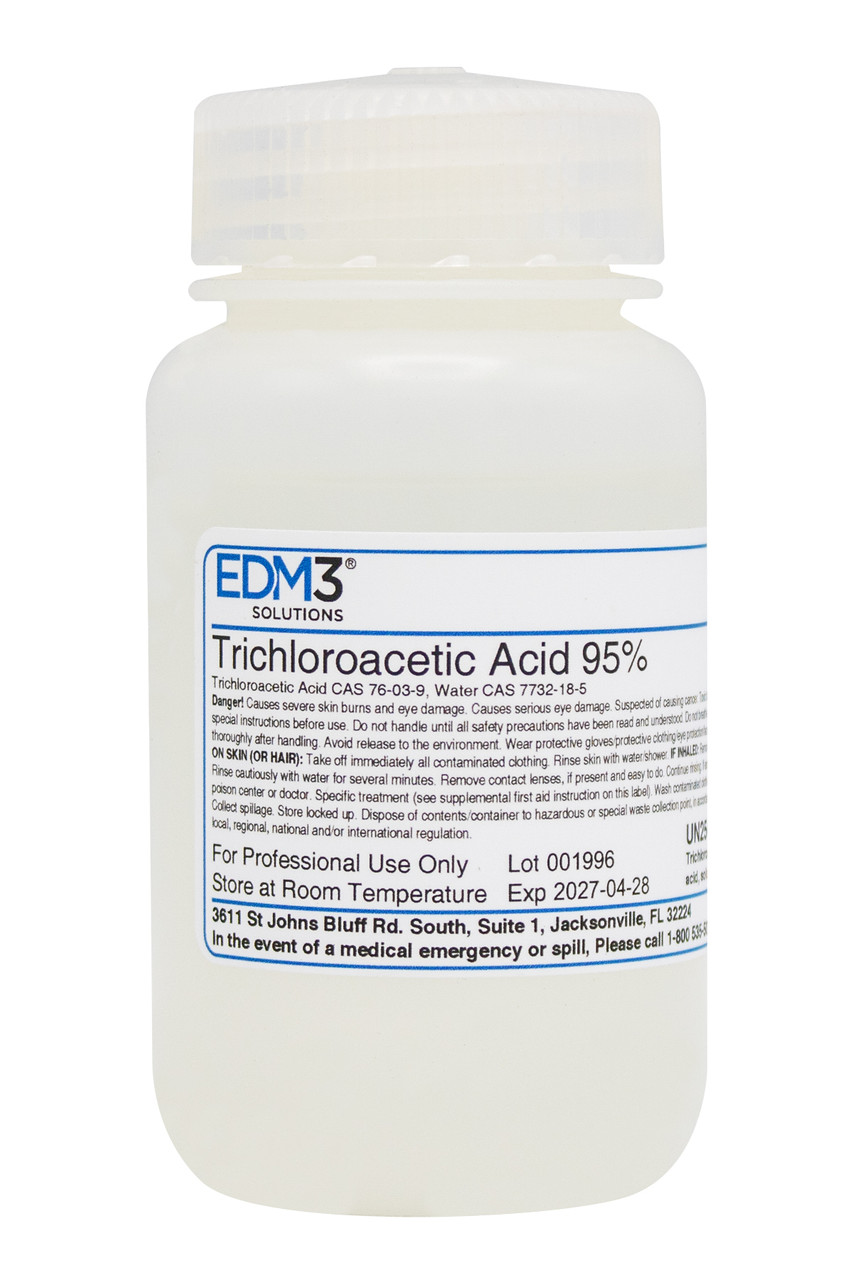 EDM3 STAINS AND REAGENTS Trichloroacetic Acid, 95%, 4 oz (Item is Non-Returnable) (US Only) (HAZMAT Fees Apply, cannot ship via Air or to AK, GU, HI, MP, PR, VI)