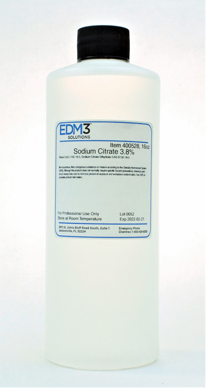 EDM3 STAINS AND REAGENTS Sodium Citrate, 3.8%, 16oz, Non-Regulatory (Item is Non-Returnable) (US Only)