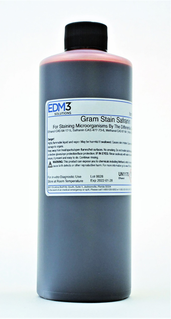 EDM3 STAINS AND REAGENTS Stain Safranin, 16 oz, Non-Reg (Item is Non-Returnable) (US Only)