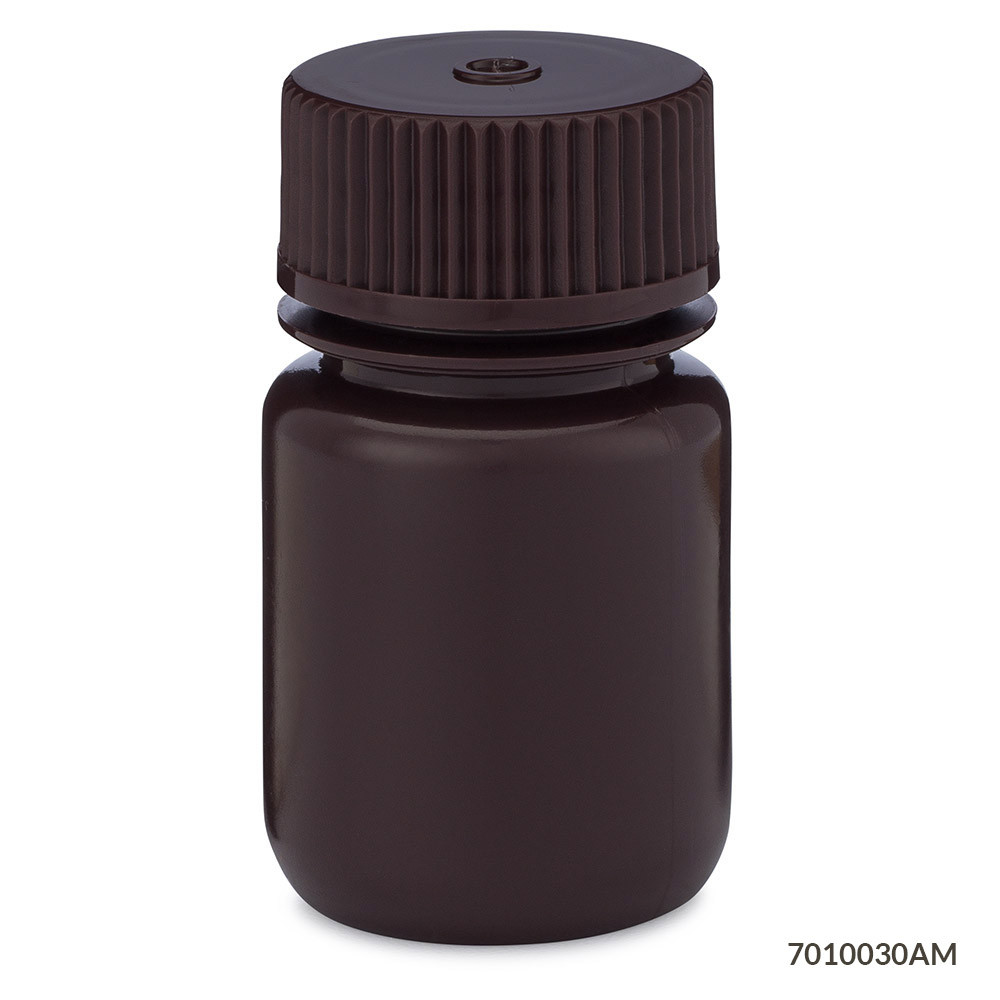 GLOBE SCIENTIFIC DIAMOND™ REALSEAL BOTTLES Diamond RealSeal™Bottle, Wide Mouth Round, HDPE with PP Closure, 30mL, 12/bg
