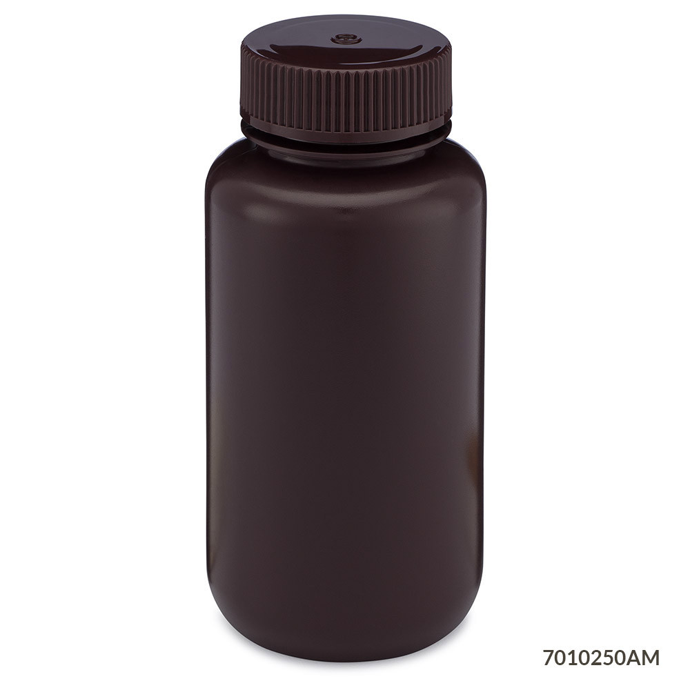 GLOBE SCIENTIFIC DIAMOND™ REALSEAL BOTTLES Diamond RealSeal™Bottle, Wide Mouth Round, HDPE with PP Closure, 250mL, 12/bg