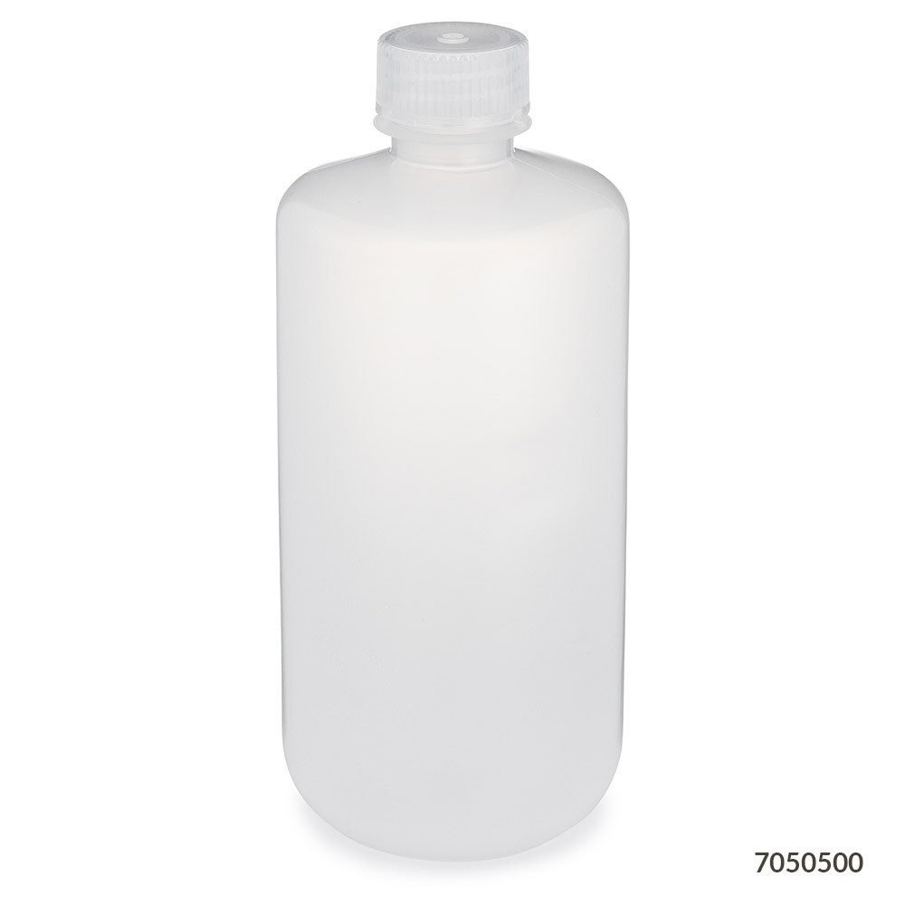 GLOBE SCIENTIFIC DIAMOND™ REALSEAL BOTTLES Diamond RealSeal™Bottle, Narrow Mouth Boston Round, PP with PP Closure, 500mL, 12/bg