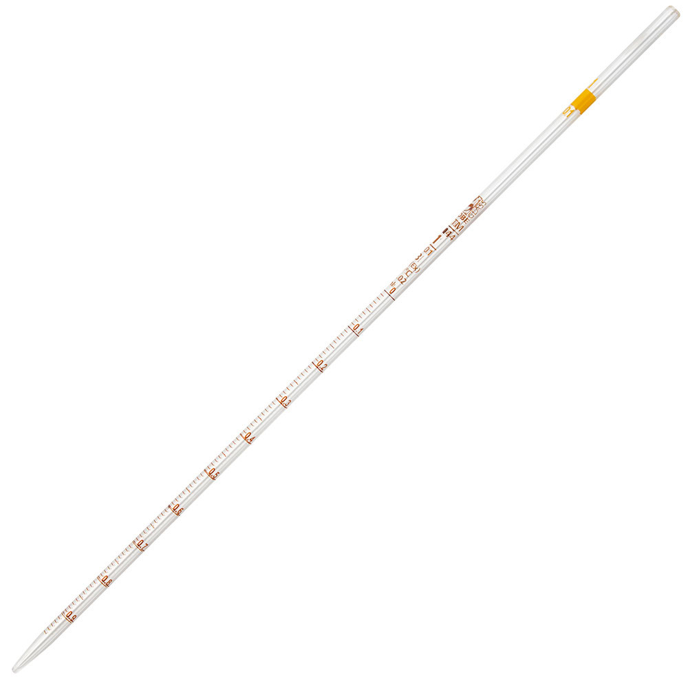 GLOBE SCIENTIFIC GLASS PIPETTE Pipette, Serological, Globe Glass, Reusable, 1mL, To Deliver (TD), 0.1 Graduations, Red Band, ASTM E1044, 6/bx