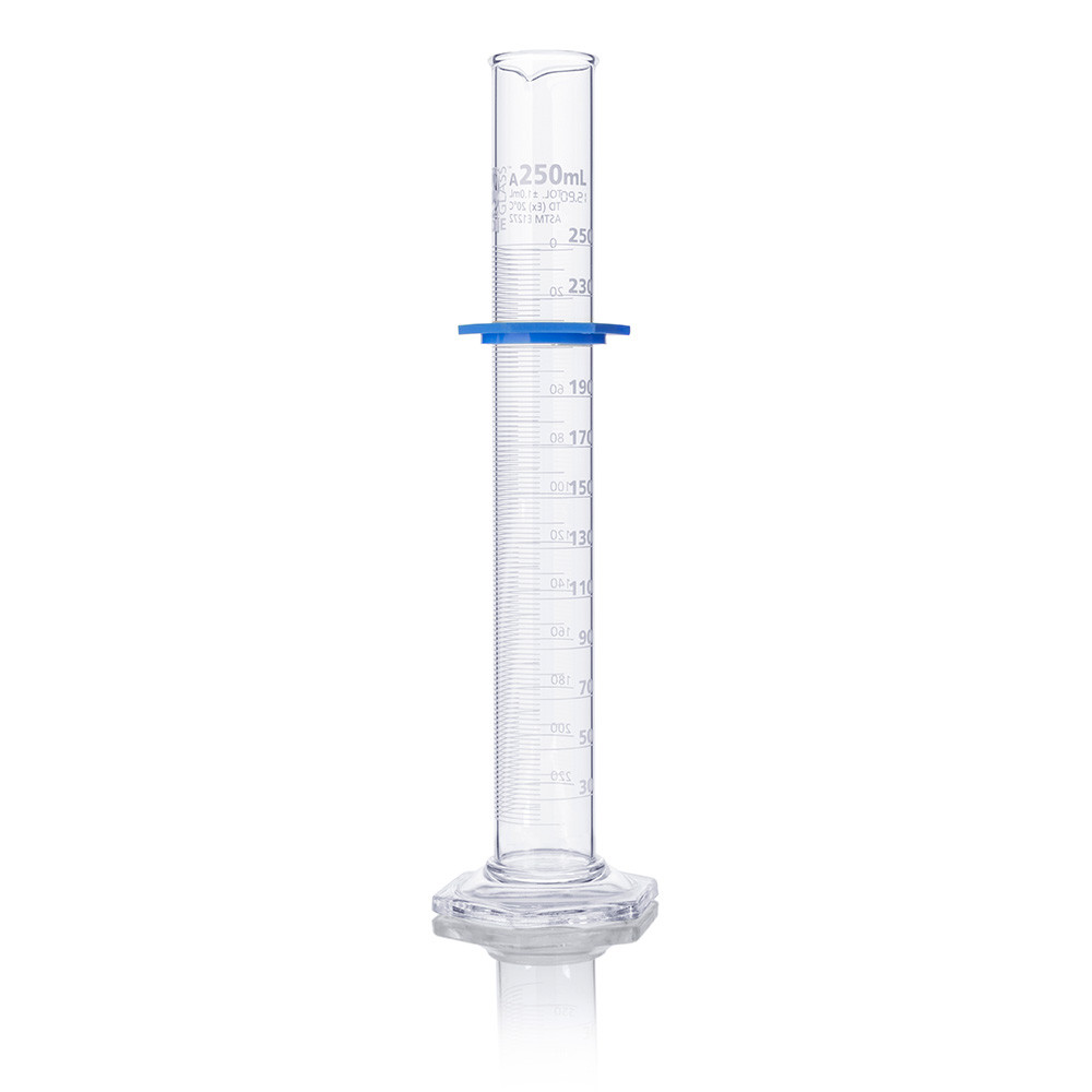 GLOBE SCIENTIFIC GRADUATED CYLINDERS Cylinder, Graduated, Globe Glass, 250mL, Class A, To Deliver (TD), Dual Grads, ASTM E1272, 1/ea