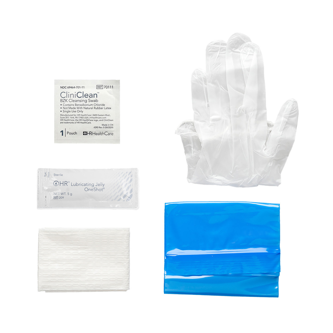 HR® TRUCATH® INTERMITTENT CATHETER INSERTION KIT TruCath Intermittent Catheter Insertion Kit, 100/cs Includes: Vinyl PF Gloves, 5g Lube Jelly Packet, BZK Wipe, Underpad and Disposal Bag