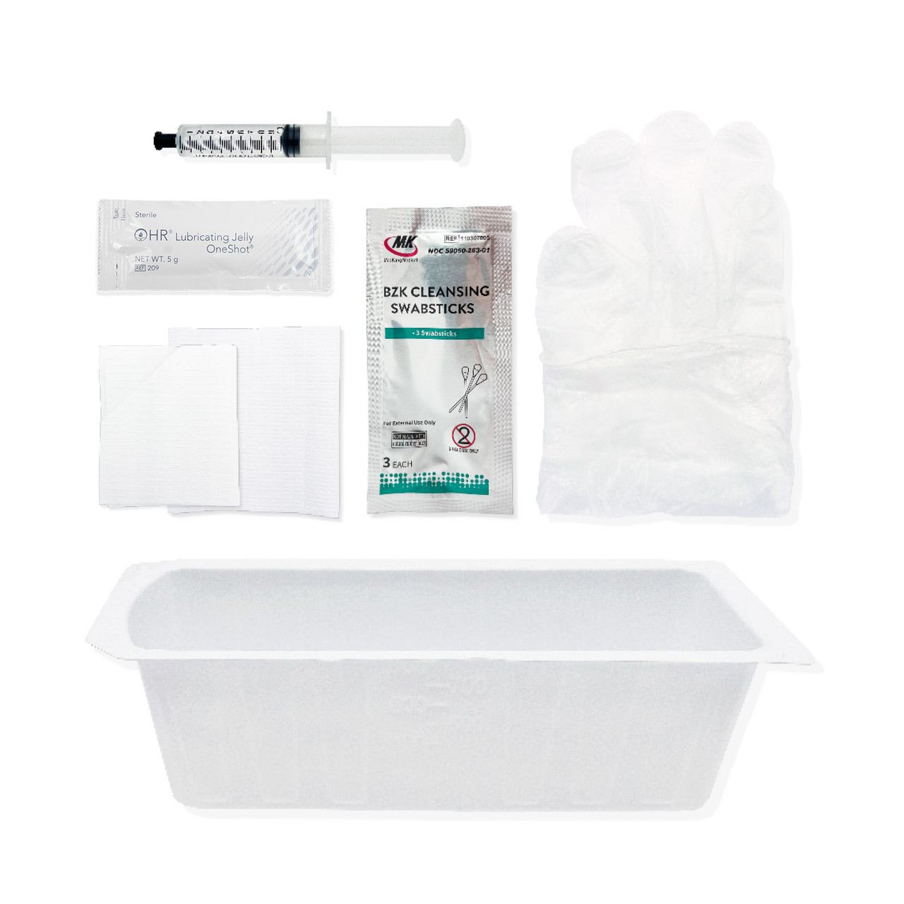 HR® TRUADVANCE® INSERTION TRAYS/KITS Insertion Tray, TruAdvance™, Foley Insertion Tray, 800ml, Peel-Lid Tray, 10ml Pre-Filled Sterile Water Syringe, (3) BZK Pre-Saturated Swabsticks, Underpad, Fenestrated Drape, 5 g Packet of Lubricant, and 1pr Large