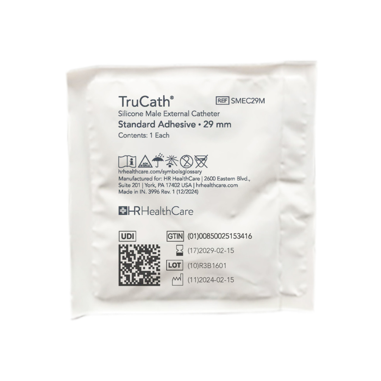 HR® TRUCATH® EXTERNAL CATHETER Catheter, Male, External, Standard Adhesive, 100% silicone, Medium, 29 mm, 100ea/bx, 6bx/cs