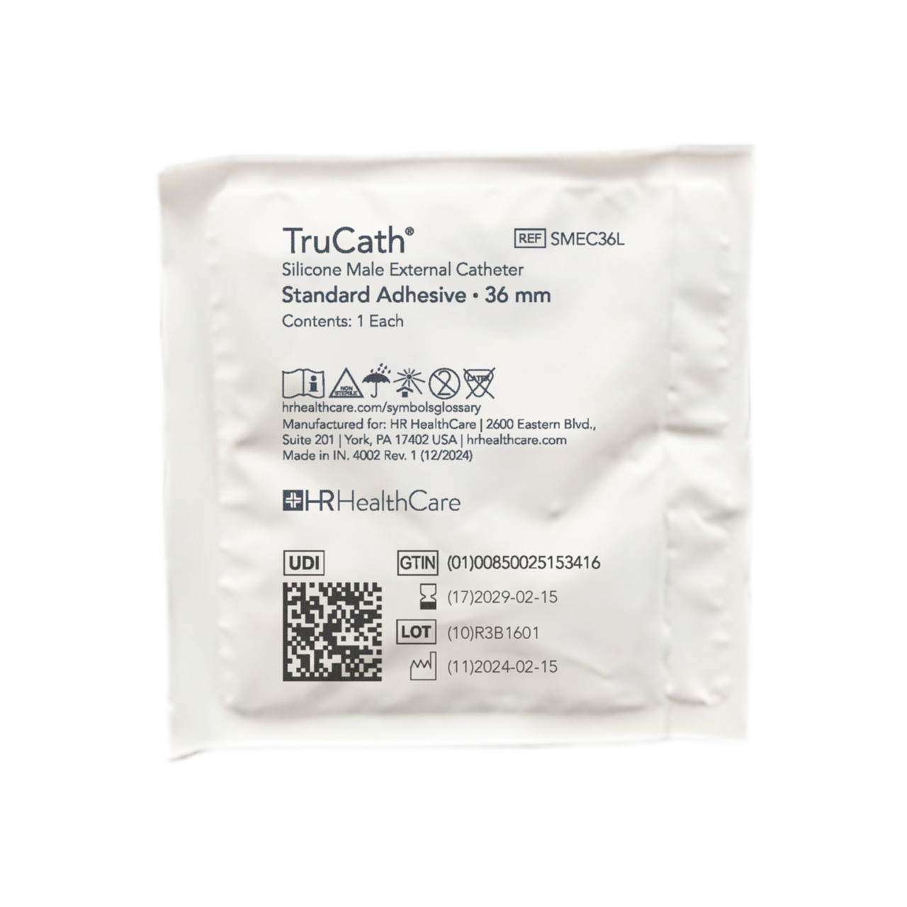 HR® TRUCATH® EXTERNAL CATHETER Catheter, Male, External, Standard Adhesive, 100% silicone, Large, 36 mm, 100ea/bx, 6bx/cs