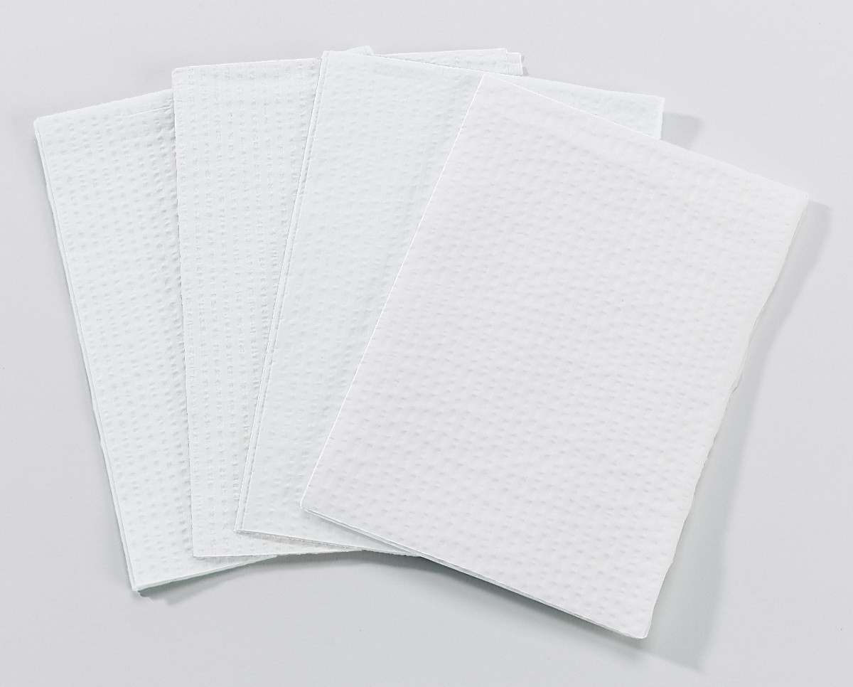 TIDI 3-PLY TISSUE/POLY TOWEL & BIB - Towel, 3-Ply Tissue & Poly, White, 13" x 18", 500/cs
