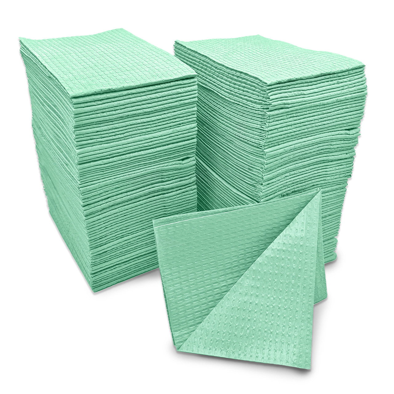 TIDI 2-PLY TISSUE/POLY TOWEL & BIB - Towel, 2-Ply Tissue & Poly, Green, 13" x 18", 500/cs