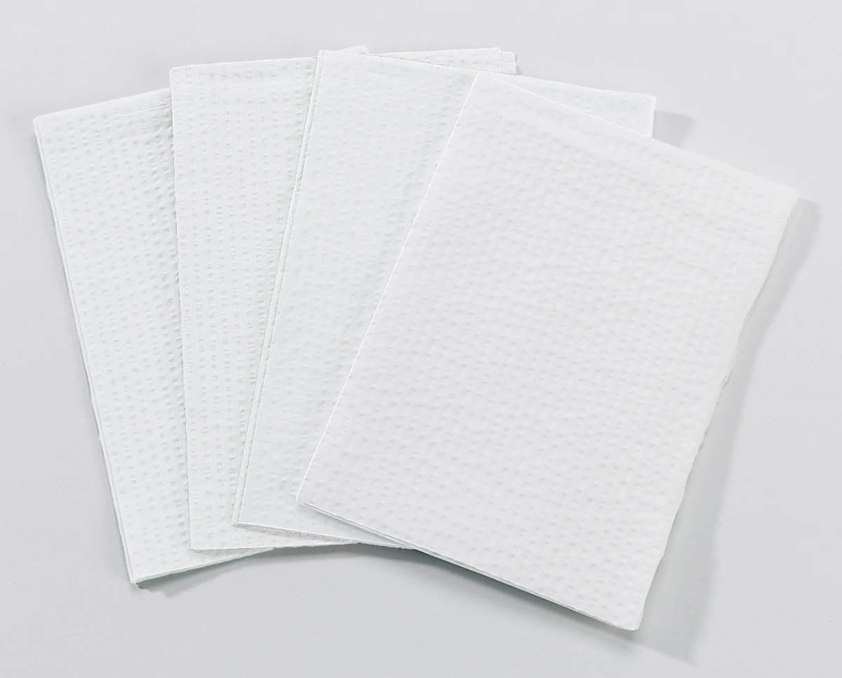 TIDI 2-PLY TISSUE/POLY TOWEL & BIB - Towel, 2-Ply Tissue & Poly, White, 13" x 18", 500/cs