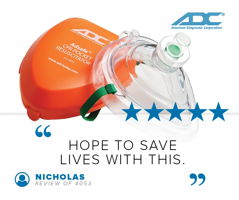 ADC ADSAFE™ CPR POCKET RESUSCITATOR CPR Valve Mask Resuscitator In Case, Orange (US Only) RESUSCITATOR CPR ADSAFE LF