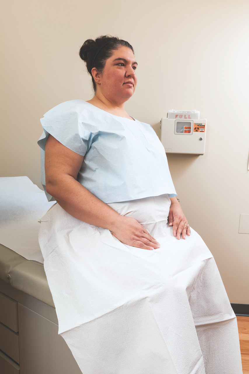 TIDI TISSUE POLY TISSUE PATIENT CAPE - Exam Cape, 32" x 21", Blue, T/P/T, Pebble, 100/cs