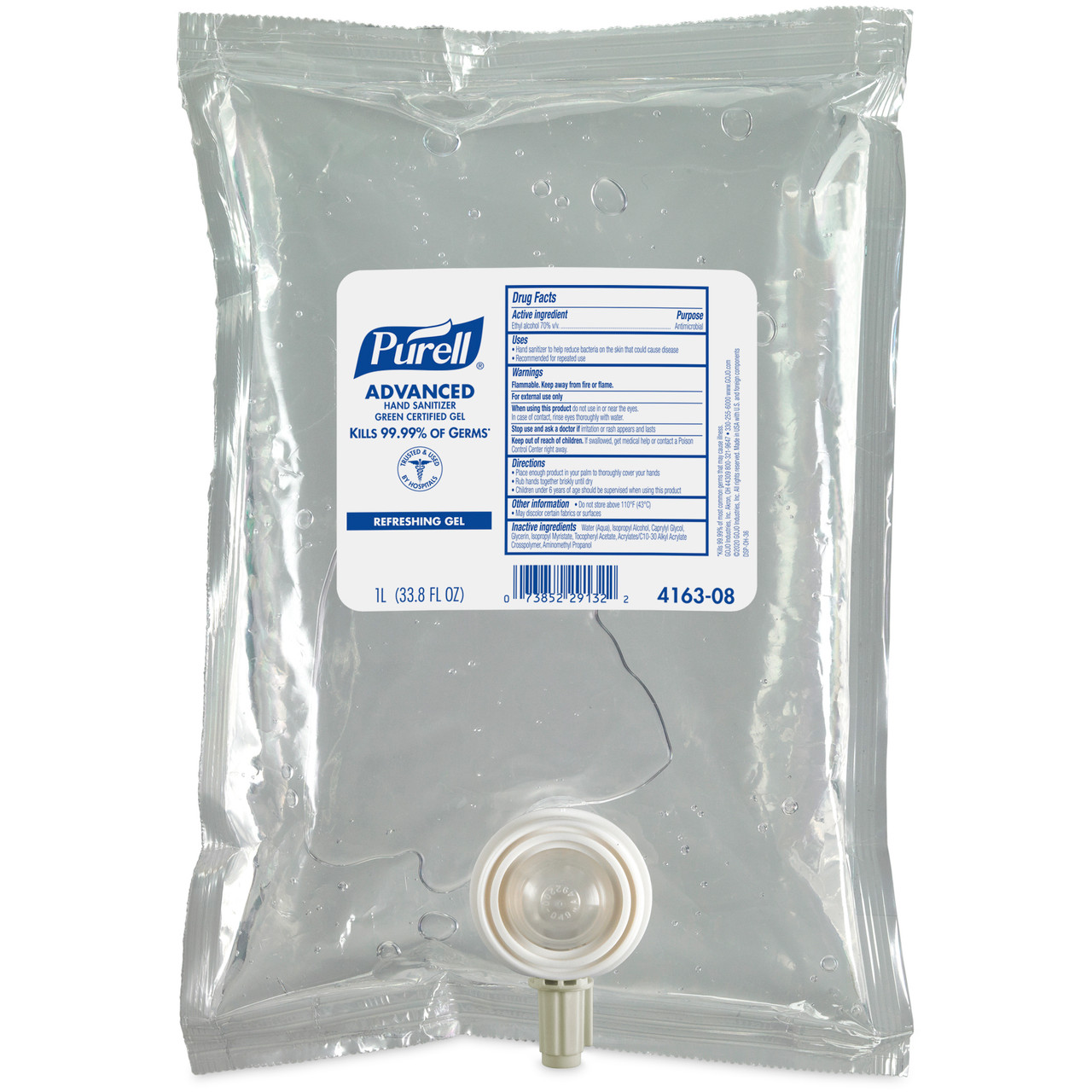 GOJO PURELL® ADVANCED INSTANT HAND SANITIZER Advanced Hand Sanitizer, Gel, 1000 ml, Green Certified, 8/cs (80 cs/plt)  (HAZMAT Fees Apply, cannot ship via Air or to AK, GU, HI, MP, PR, VI) (For LTC Market Only)