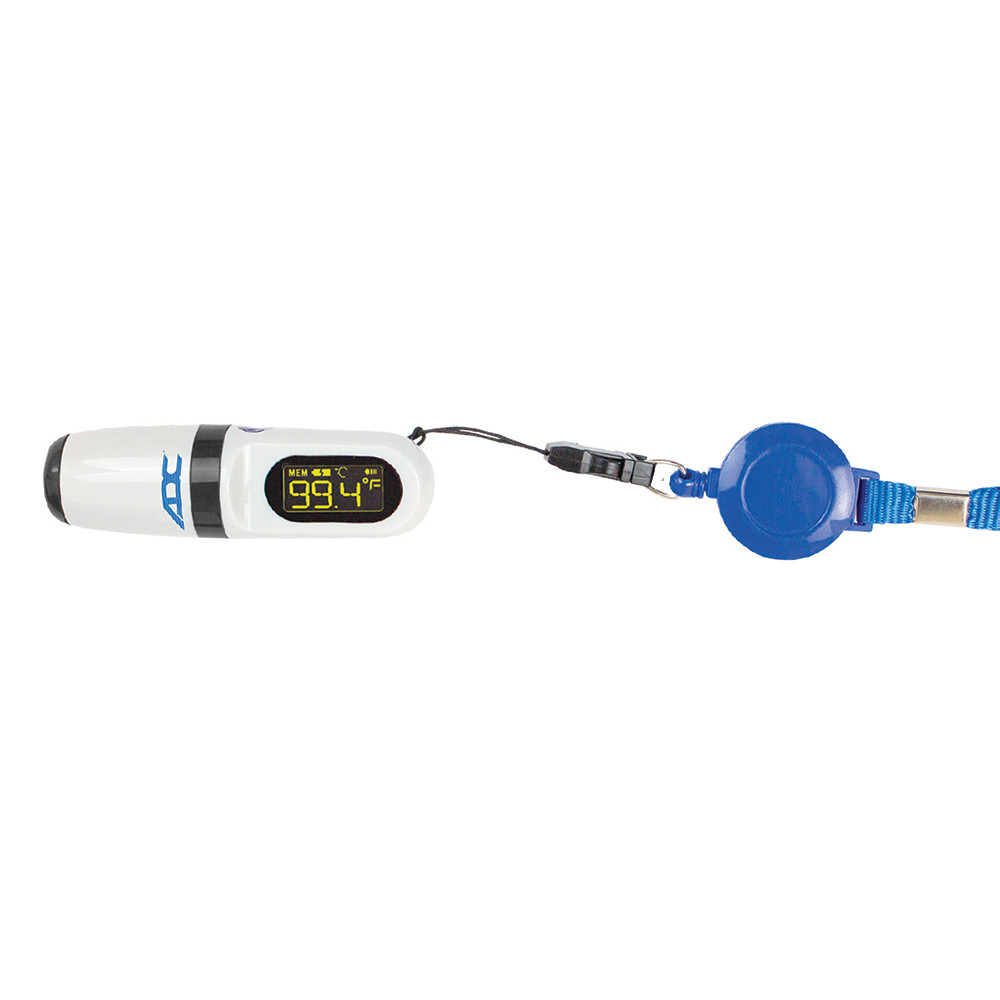 ADC ADTEMP™ NON-CONTACT DIGITAL THERMOMETERS Mini Non-Contact Forehead Thermometer with Retractable Lanyard (US Only) THERMOMETER NON-CONTACT MINIADTEMP W/LANYARD