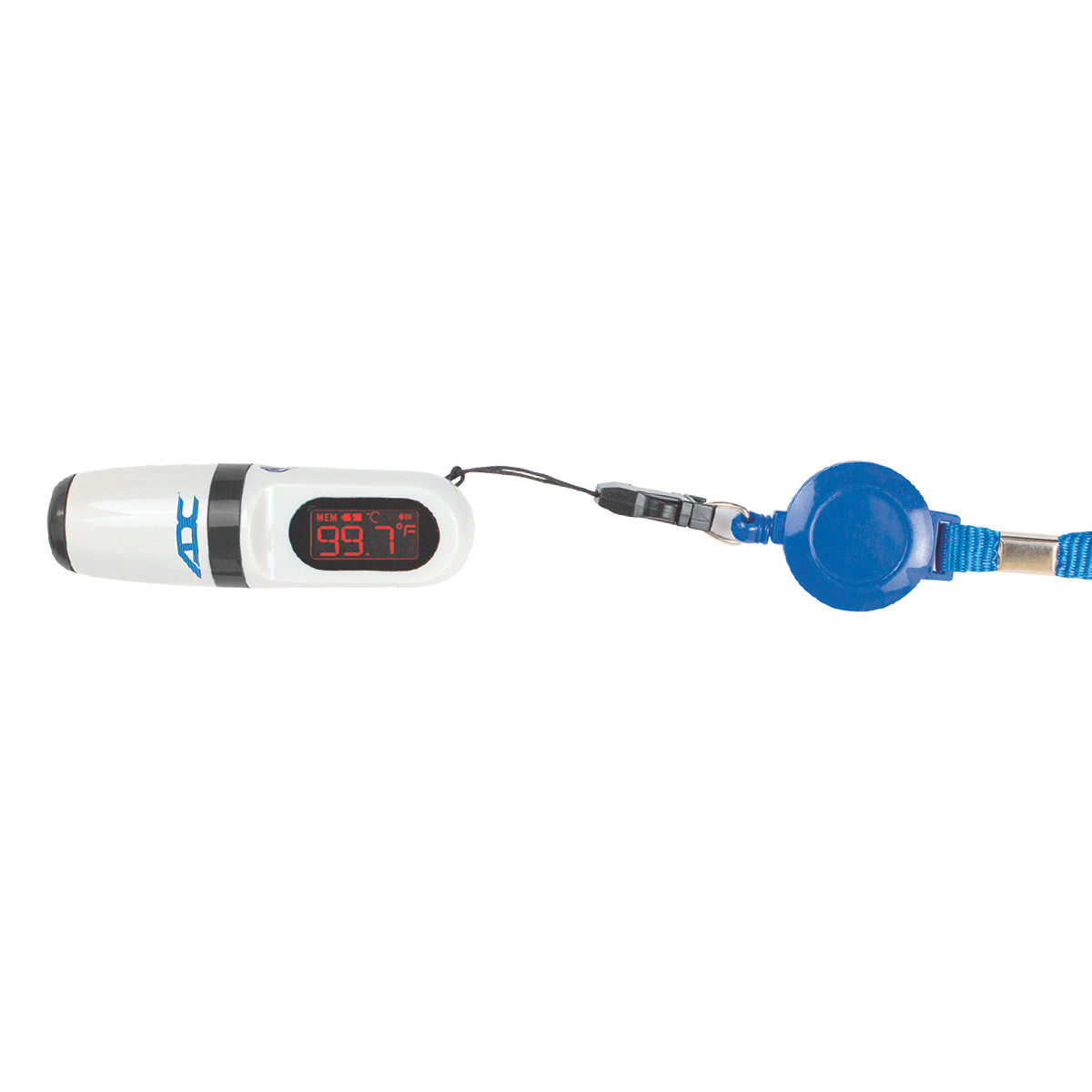 ADC ADTEMP™ NON-CONTACT DIGITAL THERMOMETERS Mini Non-Contact Forehead Thermometer with Retractable Lanyard (US Only) THERMOMETER NON-CONTACT MINIADTEMP W/LANYARD