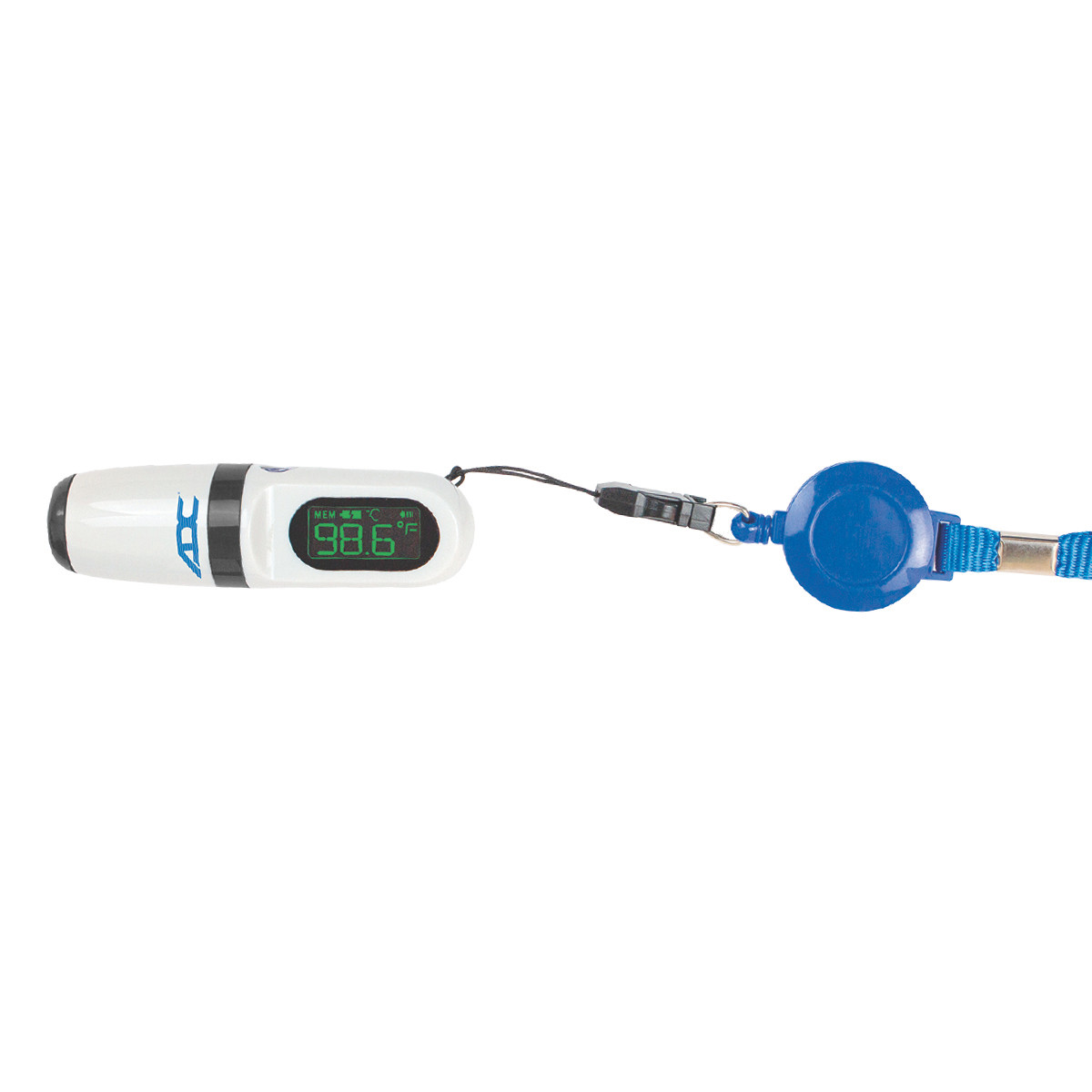 ADC ADTEMP™ NON-CONTACT DIGITAL THERMOMETERS Mini Non-Contact Forehead Thermometer with Retractable Lanyard (US Only) THERMOMETER NON-CONTACT MINIADTEMP W/LANYARD