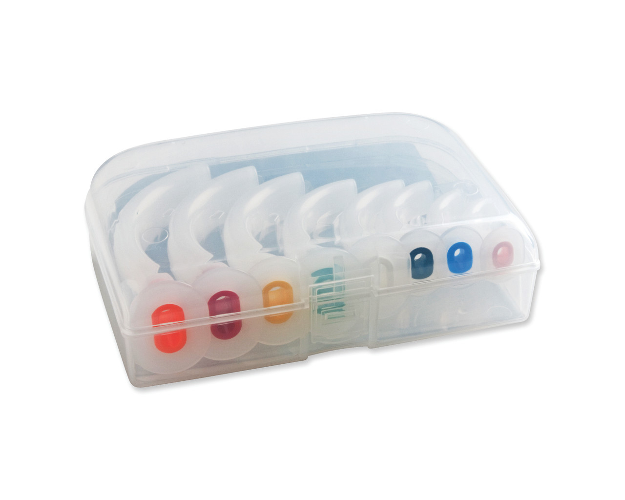 ADC DISPOSABLE AIRWAYS Oral Airway Kit, Polyethylene, Color Coded, Boxed, 40-110mm, Sizes:  00-6 (Complete Set of Eight) KIT AIRWAY GUEDEL 40-110MMSZ 00-6