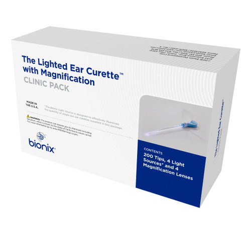 BIONIX LIGHTED EAR CURETTE™ Lighted Ear Curette, CeraPik™, 2.5mm, Clinic Pack, Each Box Includes: (200) Curettes, (4) Light Source, (4) Magnification Lense, 200/bx (US Only)