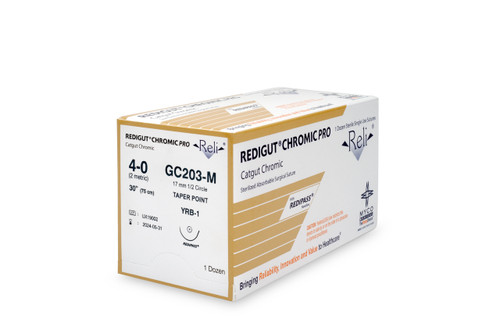 MYCO RELI® PRO SUTURE - Suture, 4-0, Redigut, Chromic, Natural, 30", YRB-1, 12/bx (US Only)