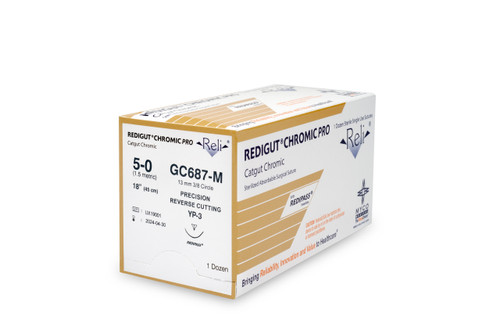 MYCO RELI® PRO SUTURE - Suture, 5-0, Redigut, Chromic, Natural, 18", YP-3, 12/bx (US Only)