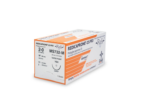 MYCO RELI® PRO SUTURE - Suture, 2-0, Redicaprone, Undyed, Monofilament, 36", YSH, 12/bx (US Only)