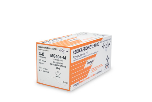 MYCO RELI® PRO SUTURE - Suture, 4-0, Redicaprone, Undyed, Monofilament, 18", YP-3, 12/bx (US Only)