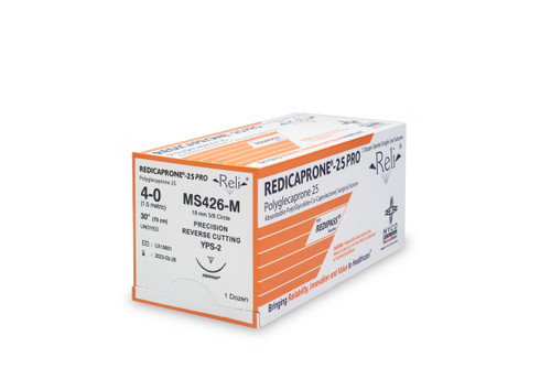 MYCO RELI® PRO SUTURE - Suture, 4-0, Redicaprone, Undyed, Monofilament, 30", YPS-2, 12/bx (US Only)