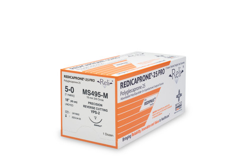 MYCO RELI® PRO SUTURE - Suture, 5-0, Redicaprone, Undyed, Monofilament, 18", YPS-2, 12/bx (US Only)