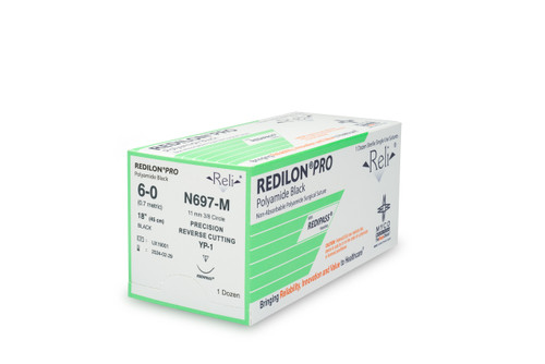 MYCO RELI® PRO SUTURE - Suture, 6-0, Redilon, Black, Monofilament, 18", YP-1, 12/bx (US Only)