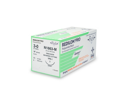 MYCO RELI® PRO SUTURE - Suture, 3-0, Redilon, Black, Monofilament, 18", YPS-1, 12/bx (US Only)