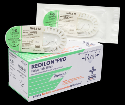 MYCO RELI® PRO SUTURE - Suture, 4-0, Redilon, Black, Monofilament, 18", YFS-2, 12/bx (US Only)